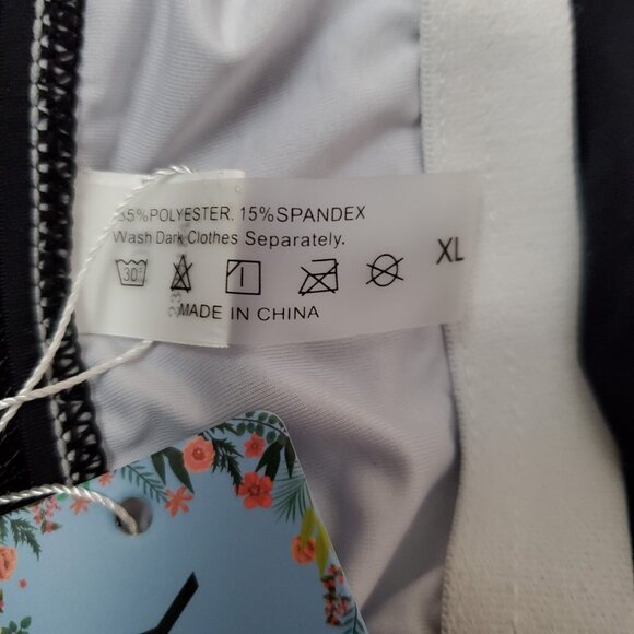 Yonique Twist Front V Neck Tummy Control Swim Top Size XL Black & White Striped - Picture 4 of 13